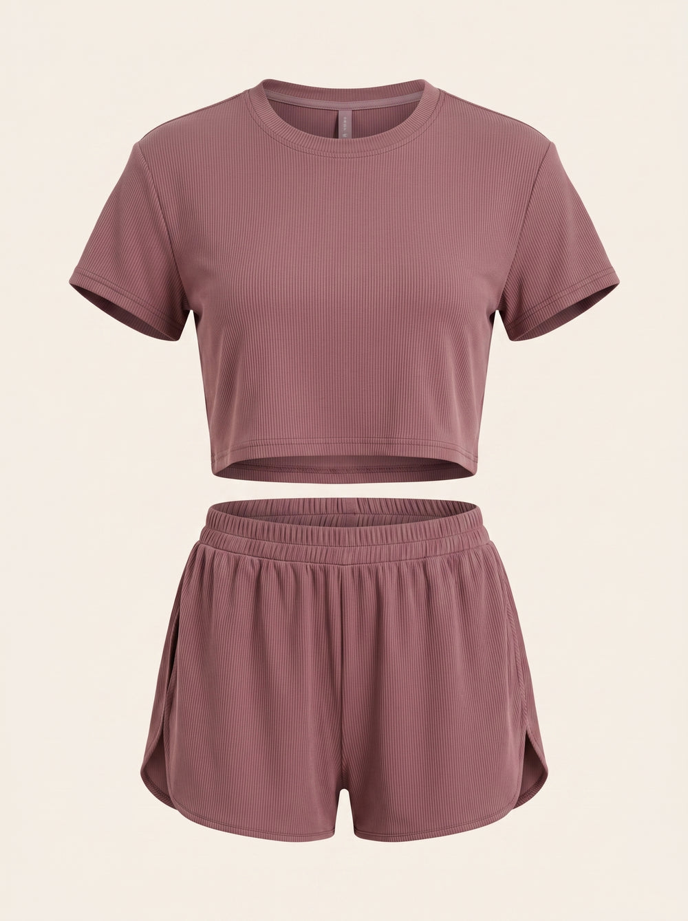 Dusty Mauve Cotton Pajama Set with Elastic Waistband