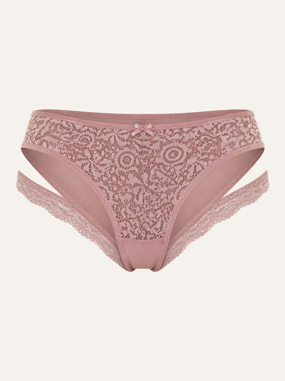 Poederoze kanten slip met strikdetail