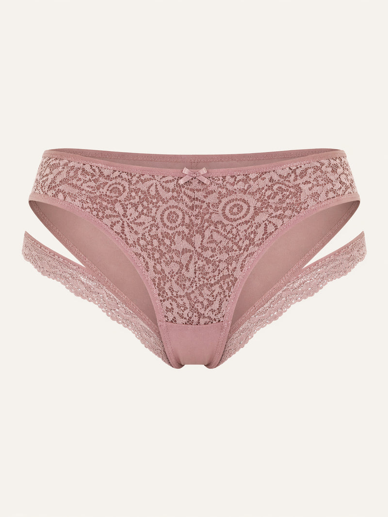 Dusty Pink Lace Panty with Bow Detail