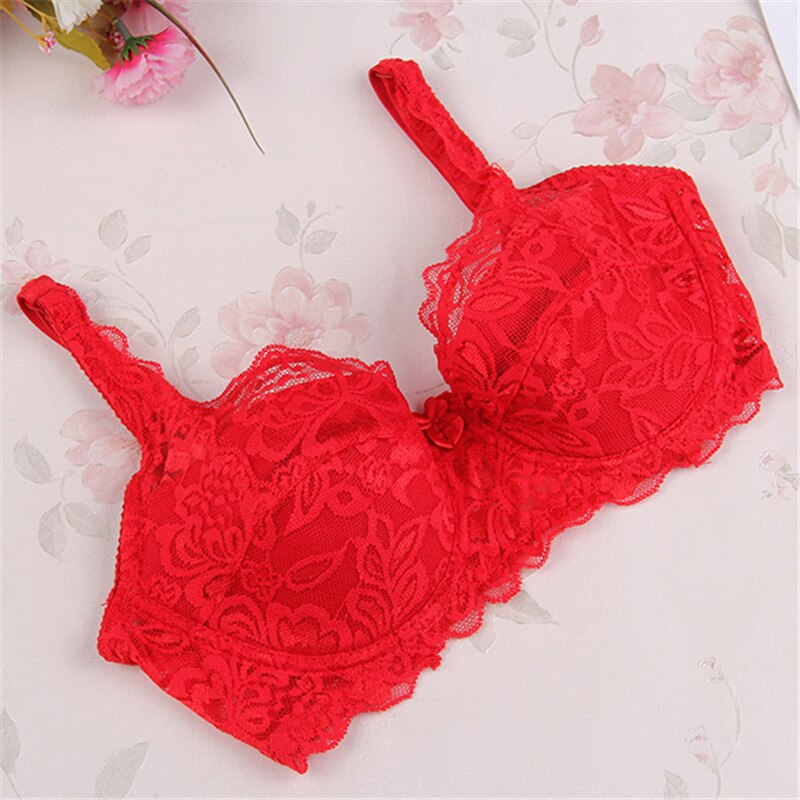 Elegant Black Lace Bra with Scalloped Edges and Bow Detail-Bra-Bellascena-Red-B/C-60-bellascena