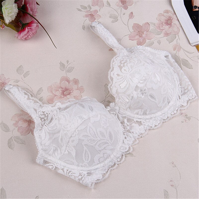 Elegant Black Lace Bra with Scalloped Edges and Bow Detail-Bra-Bellascena-White-B/C-60-bellascena