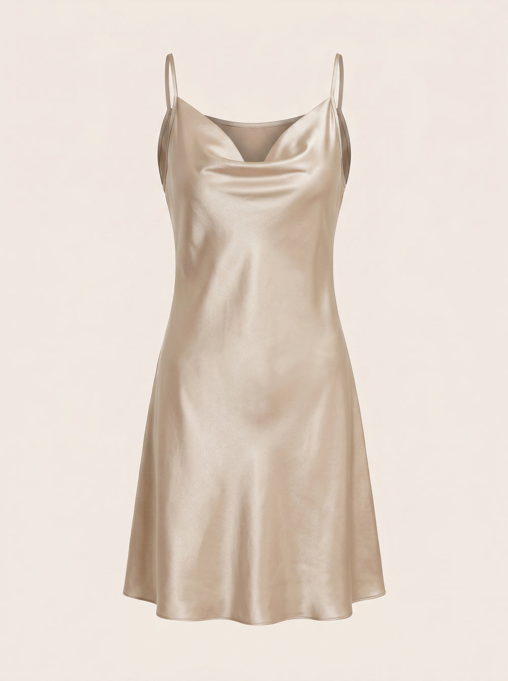 Elegant Champagne Satin Nightgown with Adjustable Straps