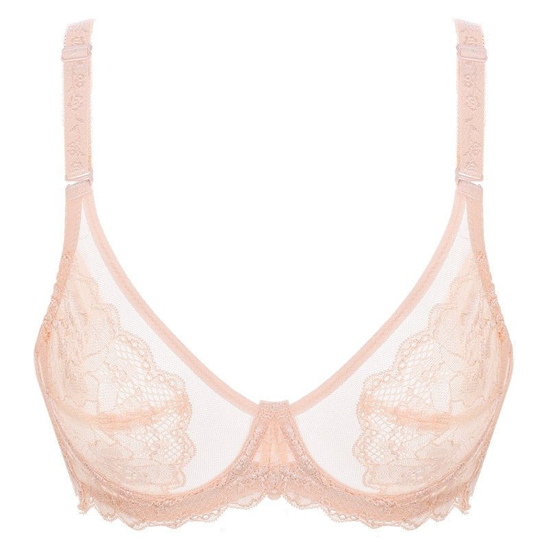 Elegant White Lace Bra with Underwired Support-Bra-Bellascena-Beige-A-75-bellascena