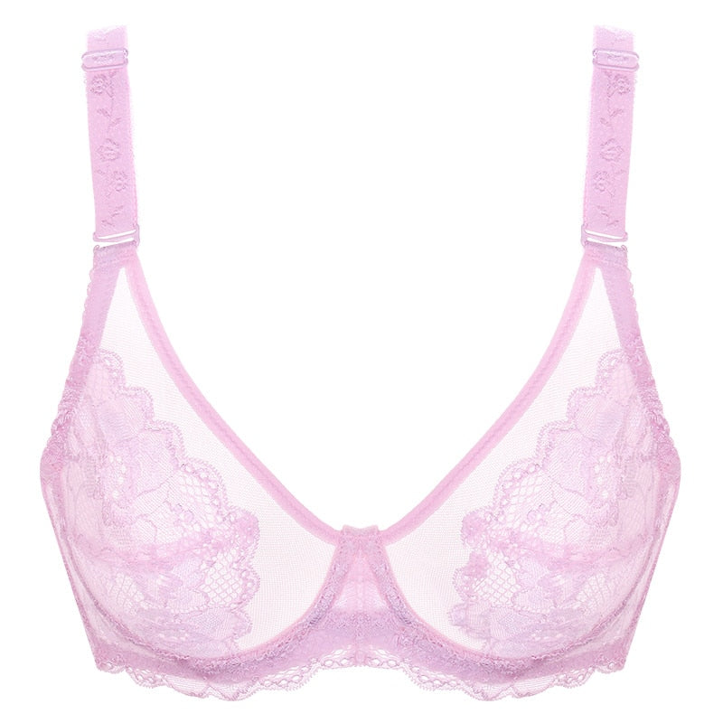 Elegant White Lace Bra with Underwired Support-Bra-Bellascena-Pink-A-75-bellascena