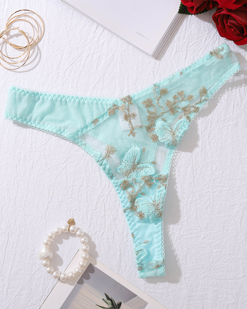 Embroidered Floral Pink Mesh 2 Piece Lingerie Set with Strappy Detail-Corset-Bellascena-bellascena