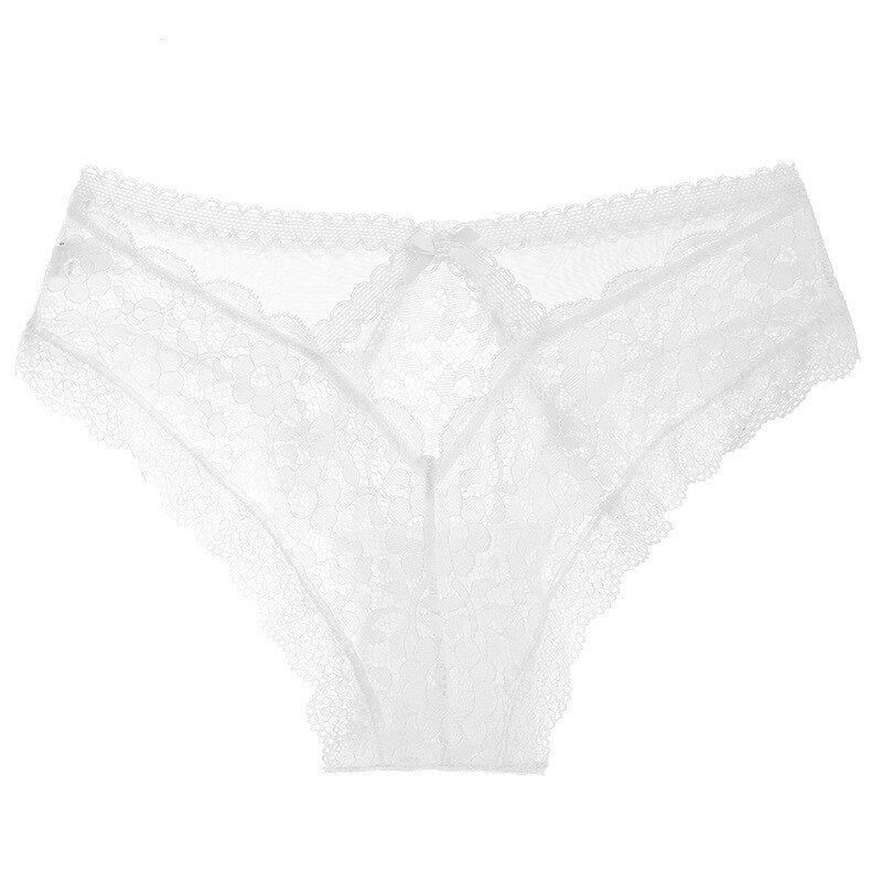 Floral Blush Lace Panty with Scalloped Edges-Panty-Bellascena-White-S/M-bellascena