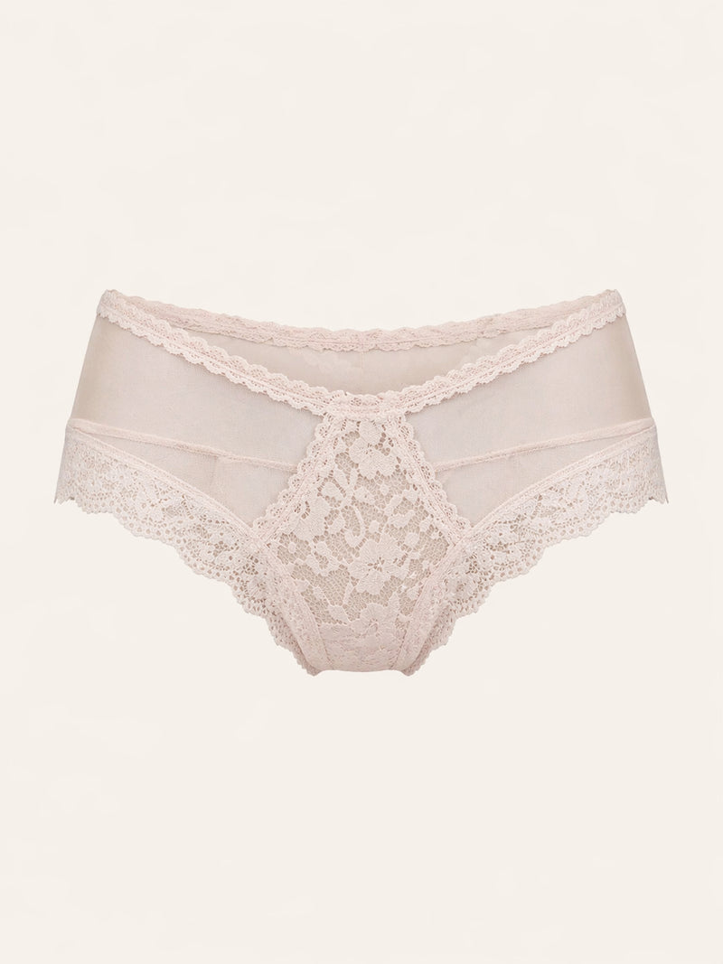 Floral Blush Lace Panty with Scalloped Edges