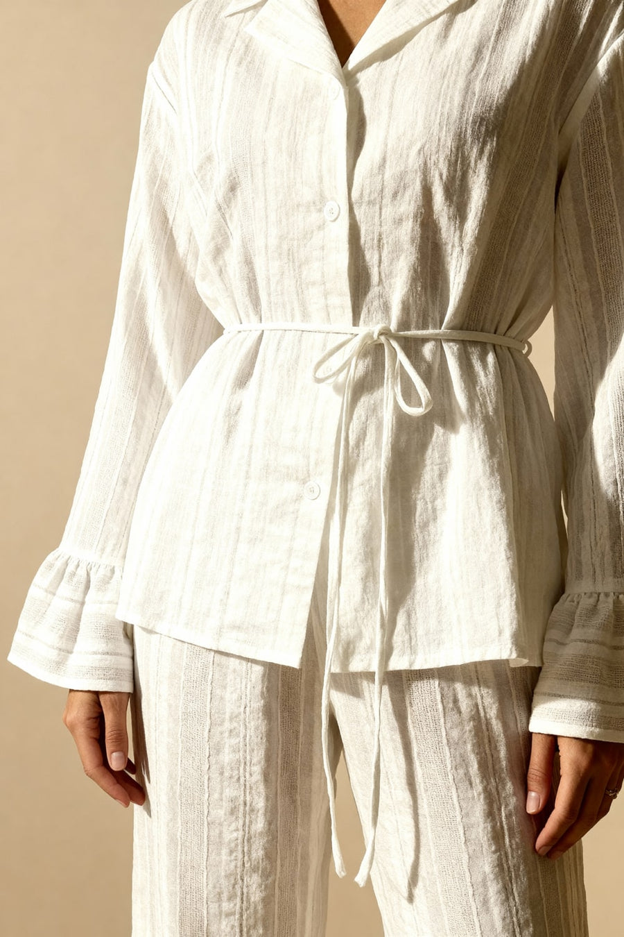 Floral Cotton Pajama Set with Ruffle Cuffs-Pajama Set-Bellascena-bellascena