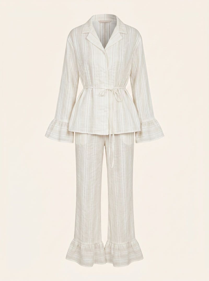 Ensemble de pyjama en coton à fleurs avec poignets à volants