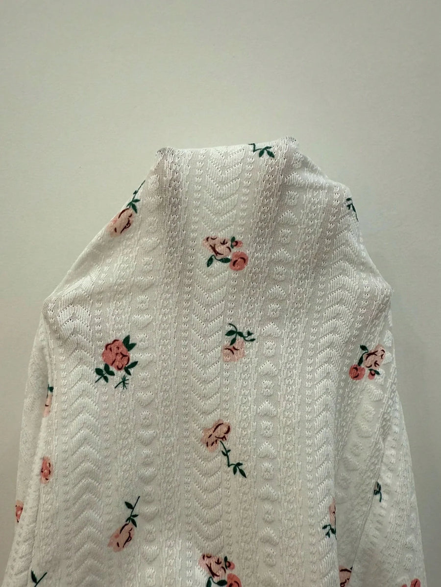 Floral Pink Cotton Bodysuit with Ruffle Detail-Bodysuit-Bellascena-bellascena