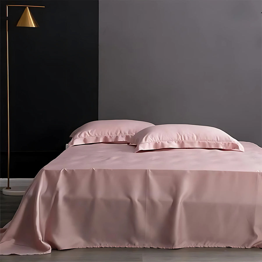 Gray-Blue Satin Bed Sheet with Seamless Glossy Finish-Bed Sheet-Bellascena-Pink-245x250cm-bellascena