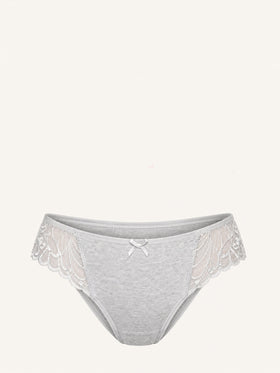 Gray Lace Hipster Panty with Scalloped Edges-Panty-Bellascena-bellascena