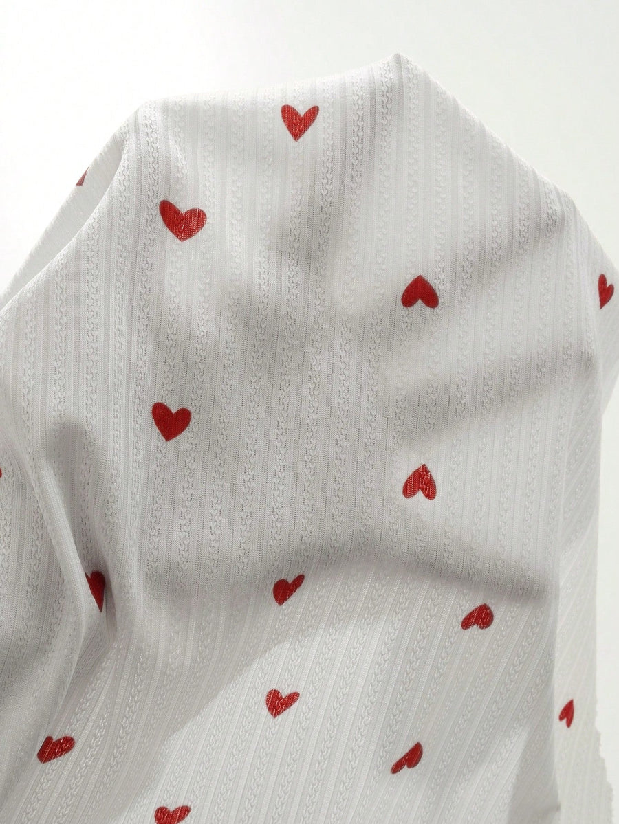 Heart Print Ribbed Cotton Bodysuit with Lace Trim-Bodysuit-Bellascena-bellascena
