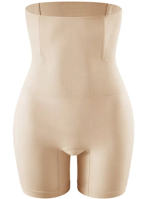 High-Waist Beige Nylon Shapewear with Seamless Support-Shapewear-Bellascena-bellascena