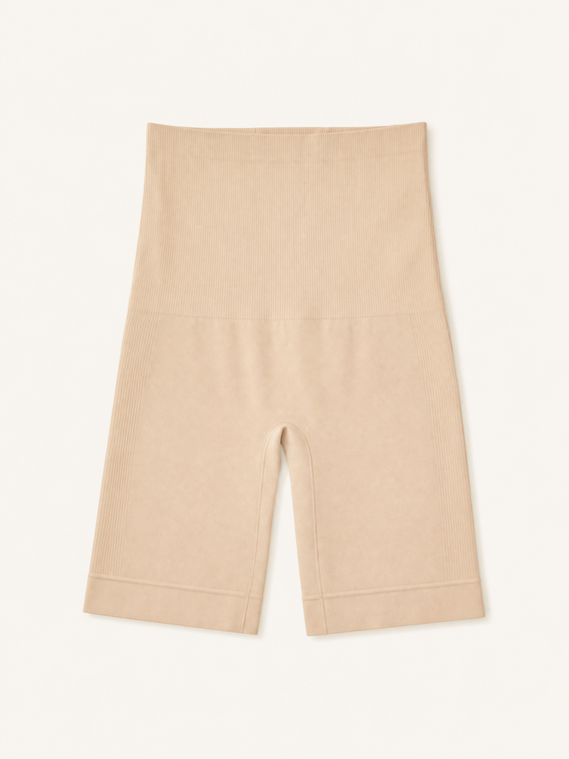 High-Waist Beige Nylon Shapewear with Seamless Support