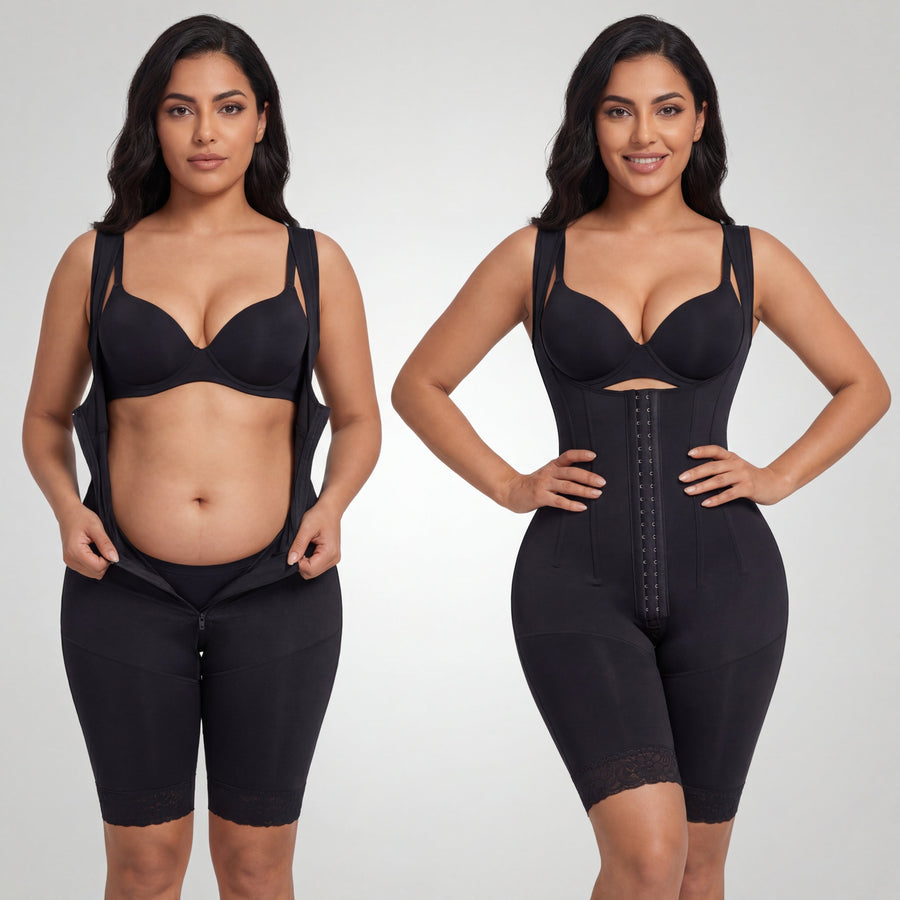 High-Waist Black Mesh Bodysuit with Lace Trim-Bodysuit-Bellascena-bellascena
