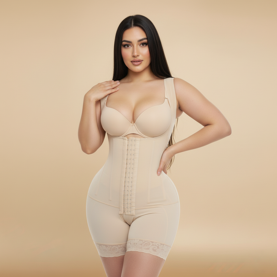 High-Waist Black Mesh Bodysuit with Lace Trim-Bodysuit-Bellascena-bellascena