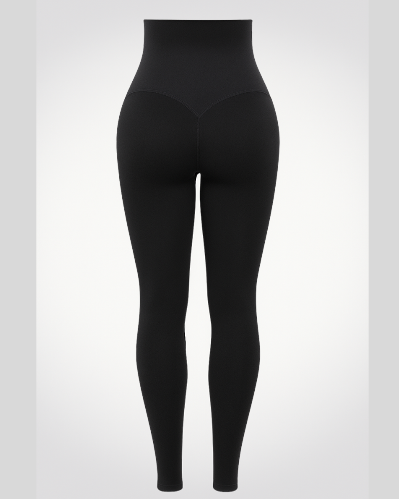 High-Waist Black Neoprene Active Wear Leggings with Zipper Closure-Active Wear-Bellascena-bellascena