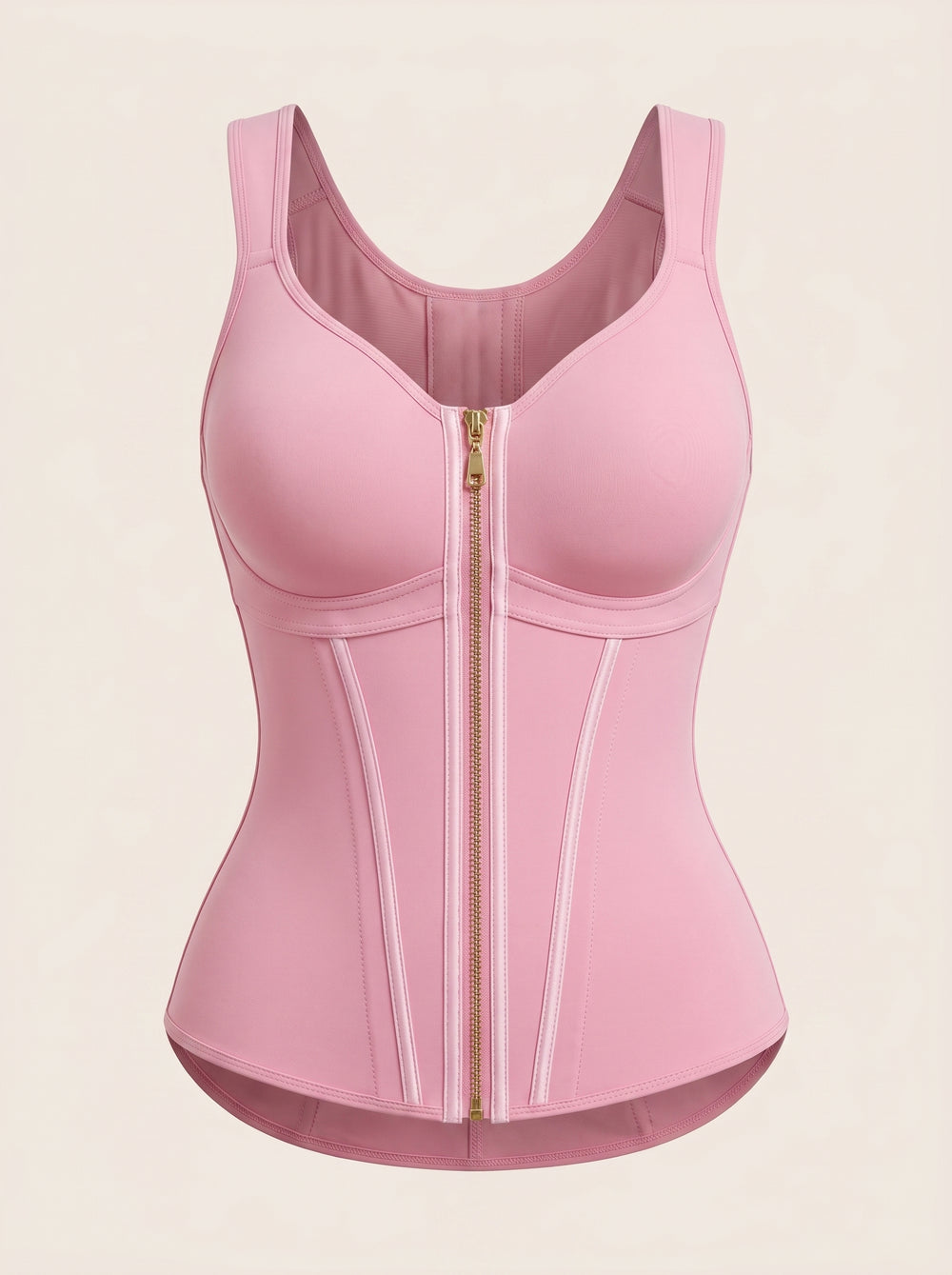 Guaina contenitiva rosa in raso a vita alta con sostegno per il reggiseno