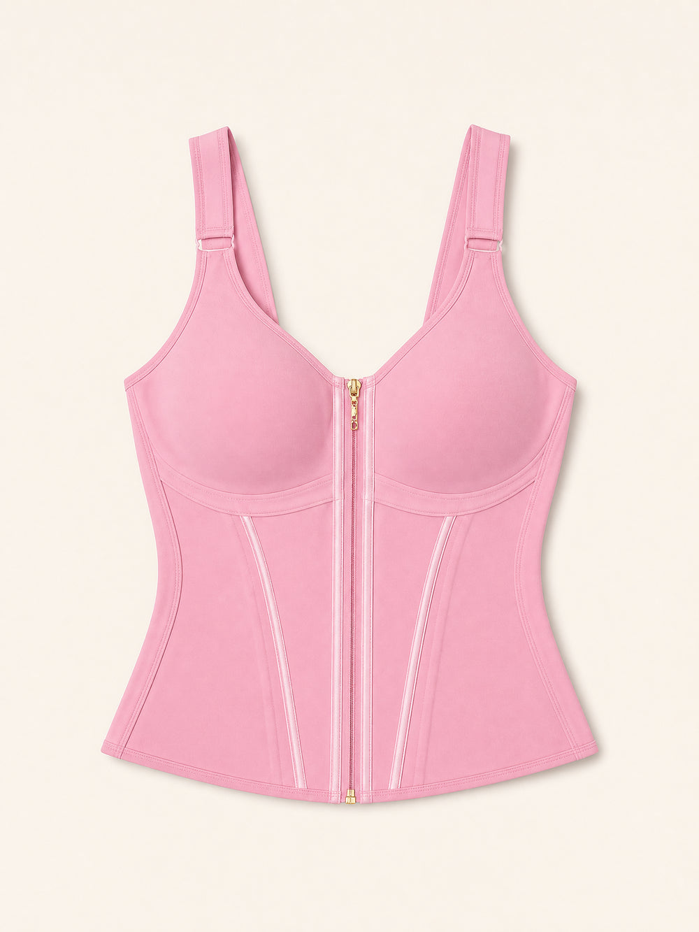 Guaina contenitiva rosa tinta unita in poliestere a vita alta con reggiseno integrato