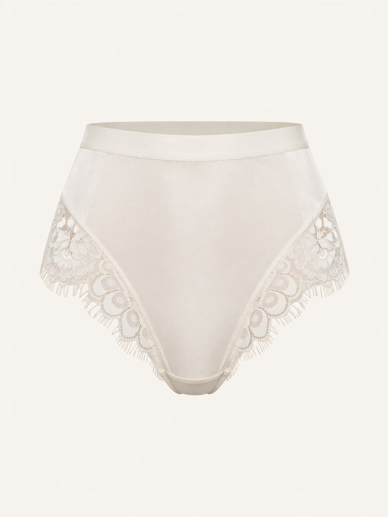 Ivory Lace High-Waisted Panty with Scalloped Edges