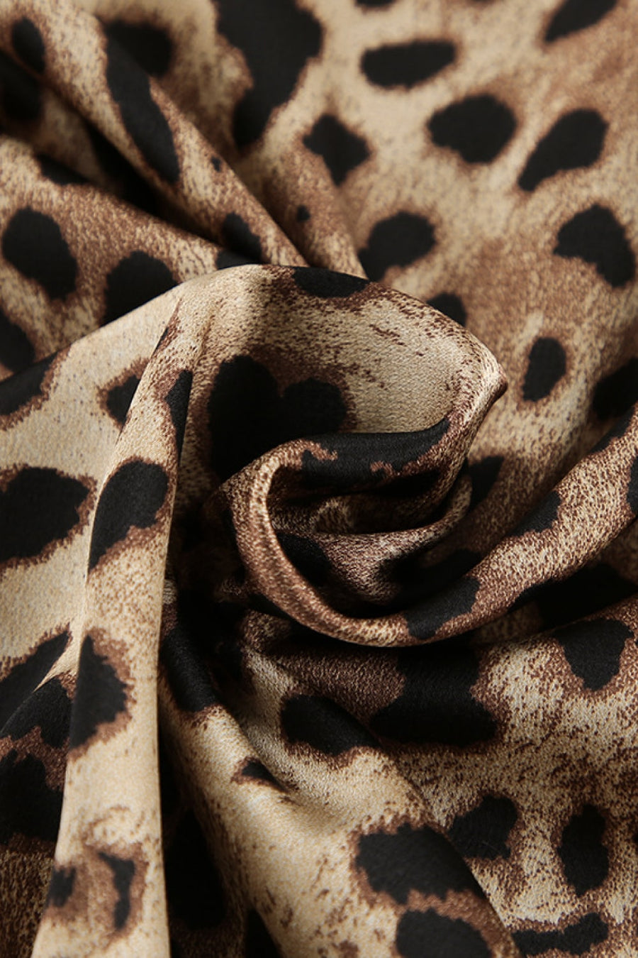 Leopard Print Satin Pajama Set with Tie Closure-Pajama Set-Bellascena-bellascena