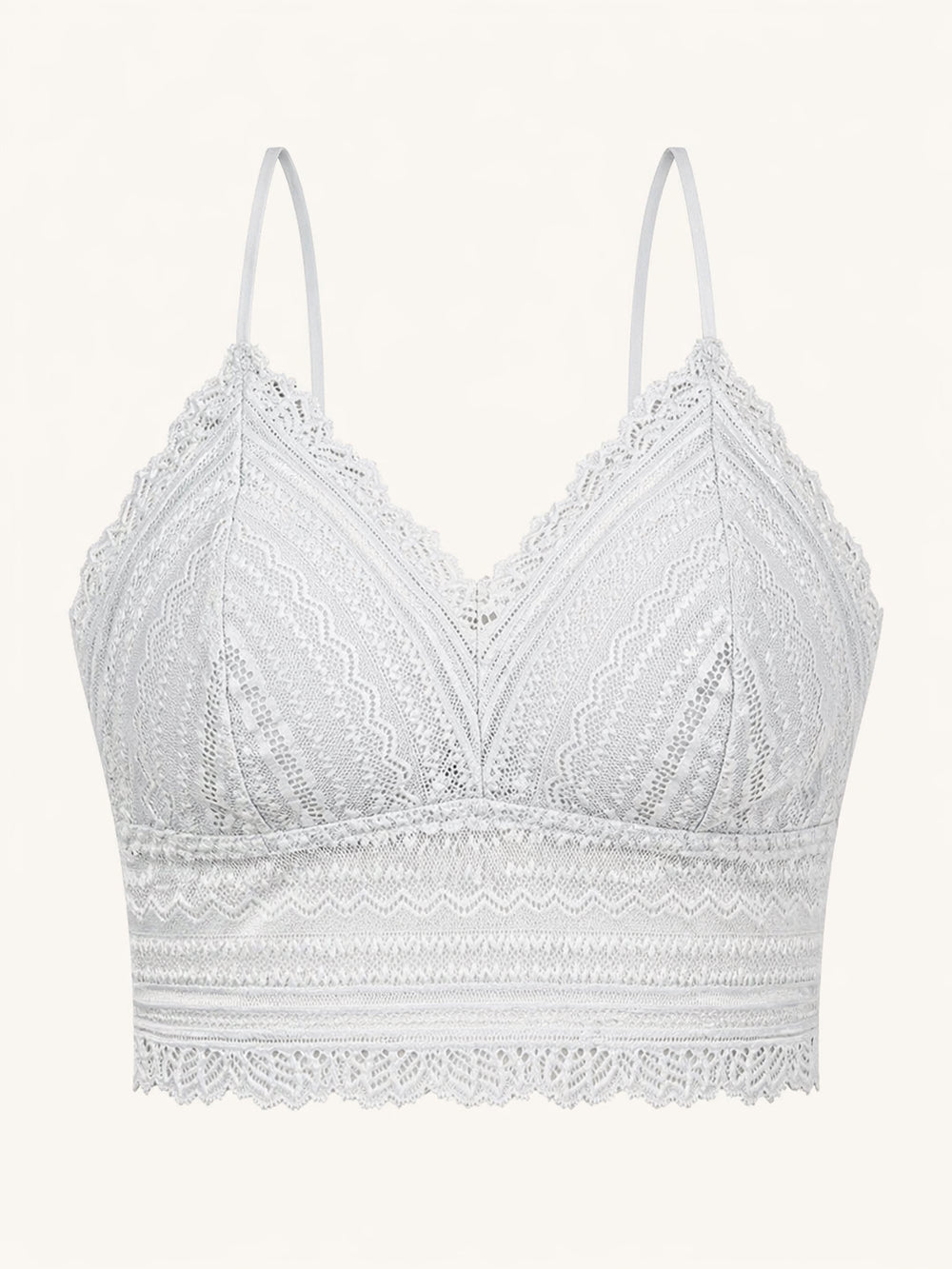 Bralette in pizzo grigio chiaro con bordi smerlati