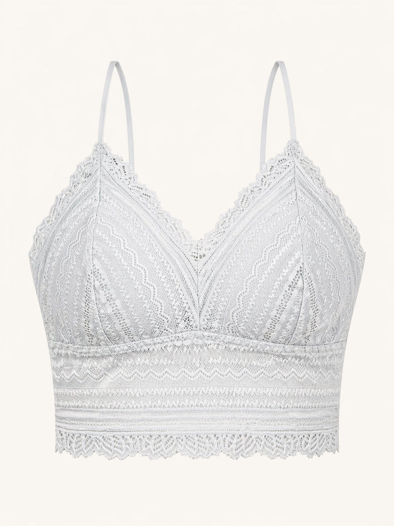Light Gray Lace Bralette with Scalloped Edges