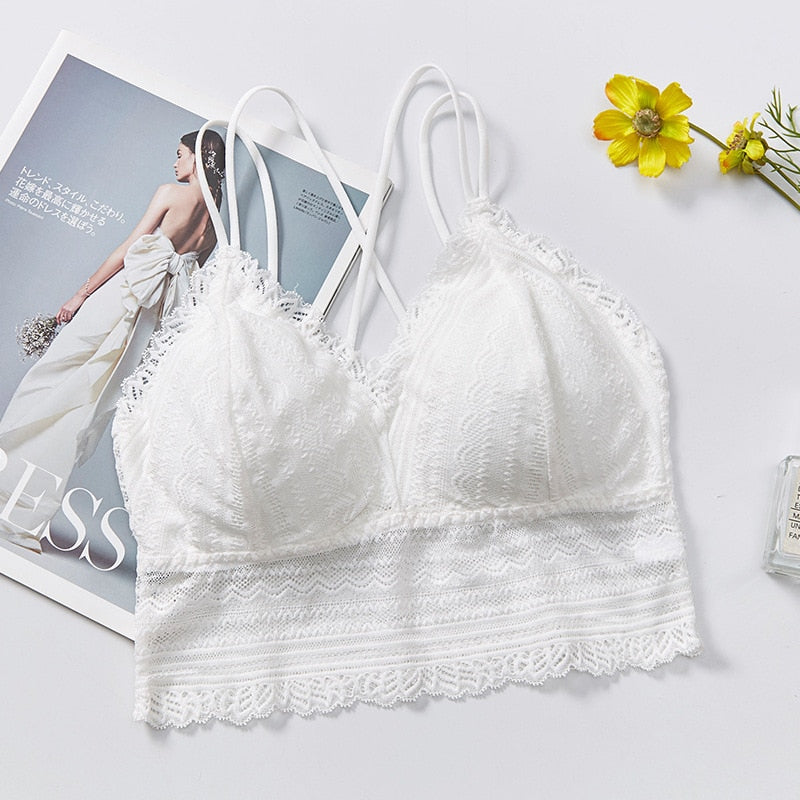 Light Gray Lace Bralette with Scalloped Edges-Bra-Bellascena-White-Universal-bellascena