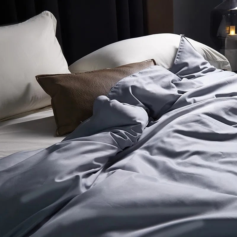 Light Grey Satin Duvet with Glossy Finish-Duvet-Bellascena-bellascena