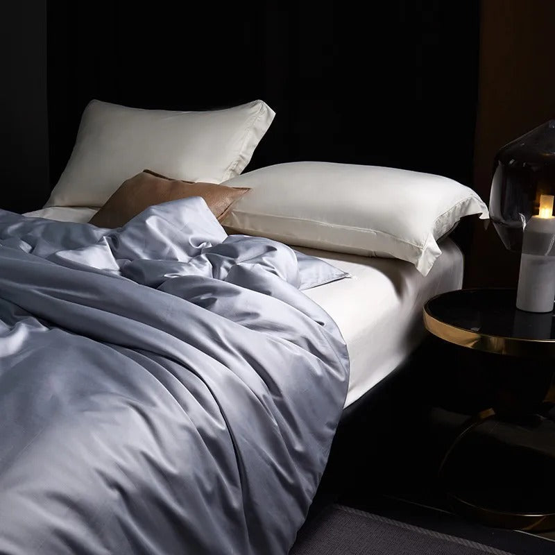 Light Grey Satin Duvet with Glossy Finish-Duvet-Bellascena-bellascena