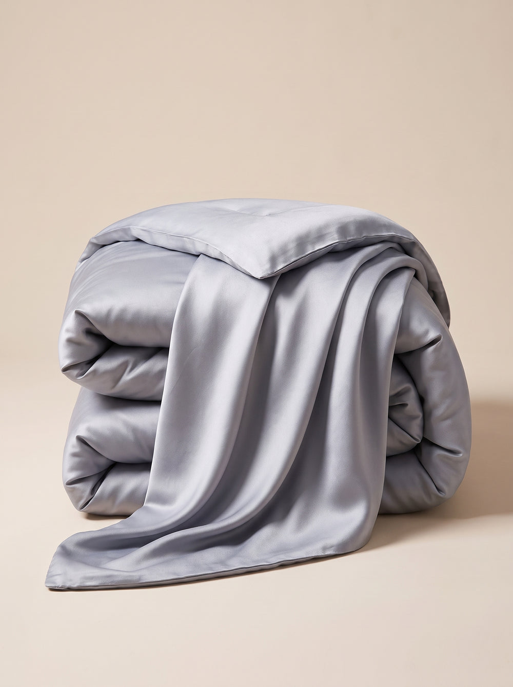 Light Grey Satin Duvet with Glossy Finish
