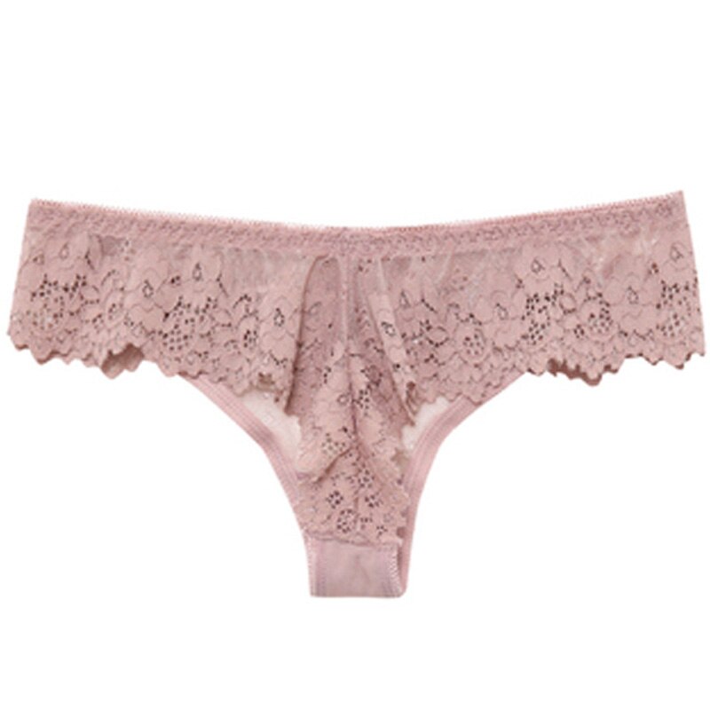 Mauve Lace Panty with Ruffled Detail-Panty-Bellascena-Pink-S-bellascena