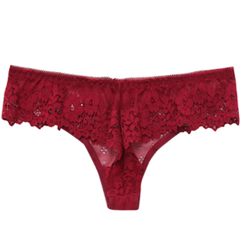 Mauve Lace Panty with Ruffled Detail-Panty-Bellascena-Red-S-bellascena