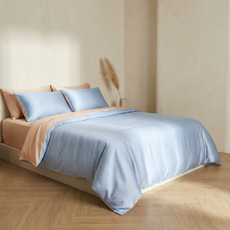 Mauve Satin Duvet Cover with Zipper Closure-Duvet Cover-Bellascena-bellascena