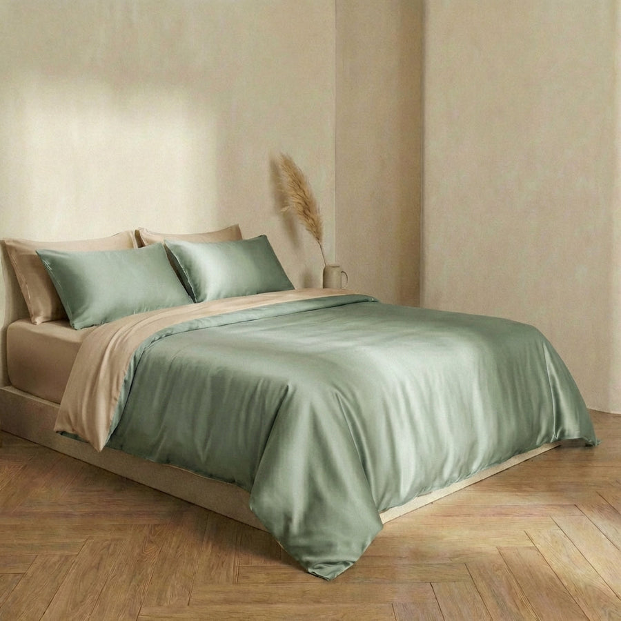 Mauve Satin Duvet Cover with Zipper Closure-Duvet Cover-Bellascena-bellascena