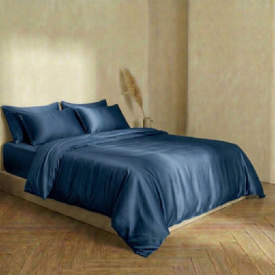 Mauve Satin Duvet Cover with Zipper Closure-Duvet Cover-Bellascena-bellascena