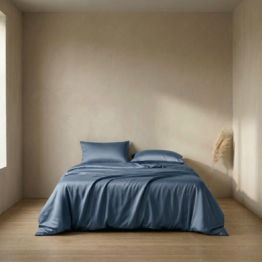 Mauve Satin Duvet Cover with Zipper Closure-Duvet Cover-Bellascena-Lauren Blue-135x200cm-bellascena