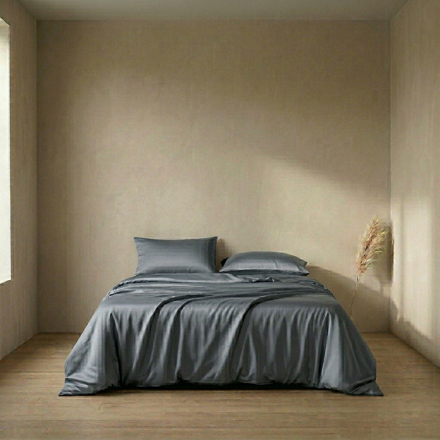 Mauve Satin Duvet Cover with Zipper Closure-Duvet Cover-Bellascena-Slate Gray-135x200cm-bellascena
