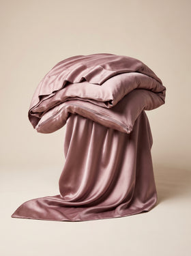 Mauve Satin Duvet Cover with Zipper Closure-Duvet Cover-Bellascena-bellascena