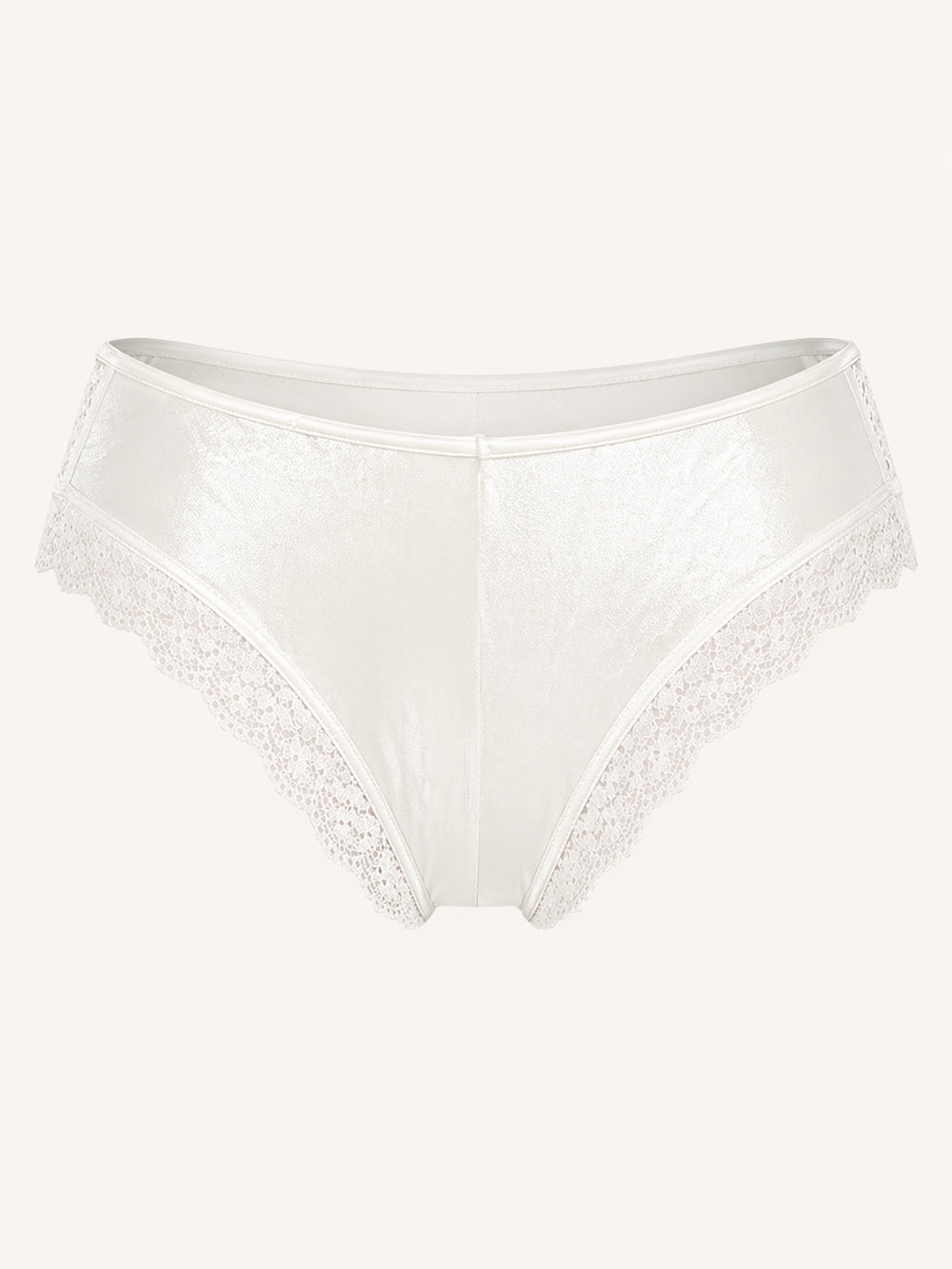 Metallic satijnen slip met bloemenmotief en transparante geschulpte randen