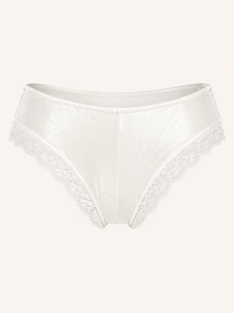 Metallic Floral Satin Panty with Sheer Scalloped Edges