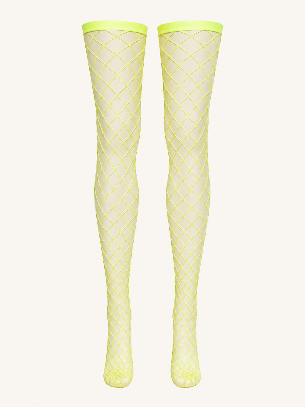 Collant a rete giallo neon con strass