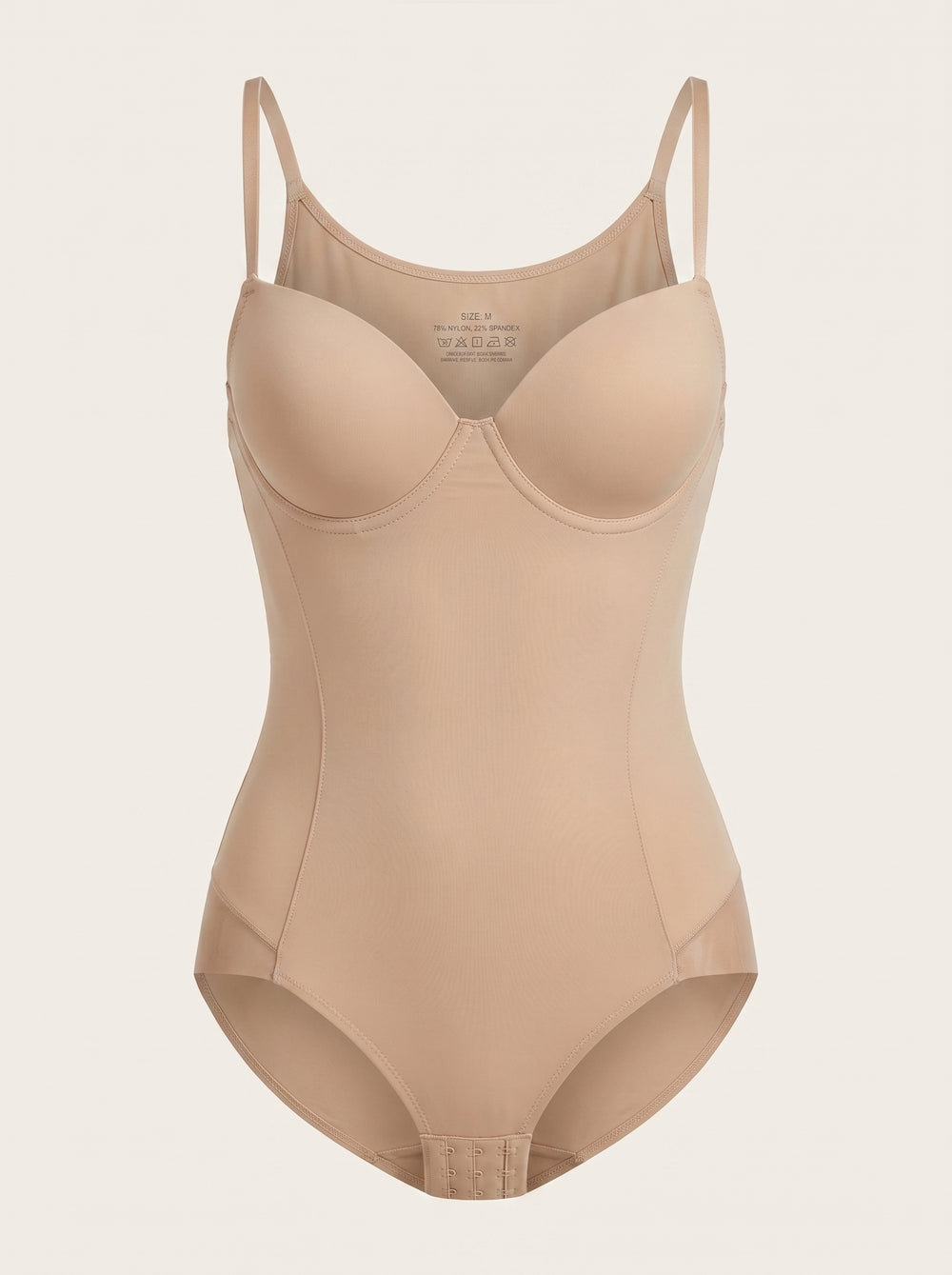 Nude Nylon Bodysuit with Adjustable Straps