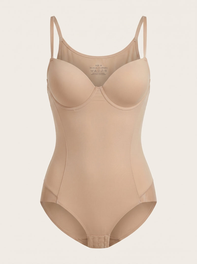 Nude Nylon Bodysuit with Adjustable Straps