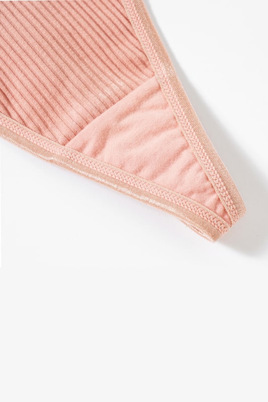 Nude Pink Ribbed Cotton Bodysuit with Strappy Design-Bodysuit-Bellascena-bellascena