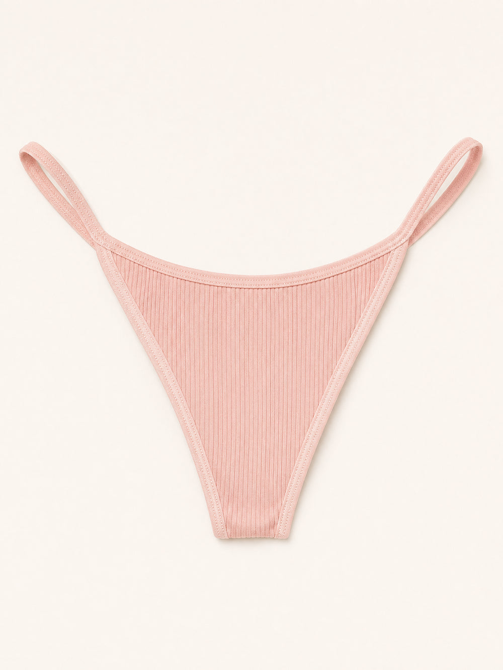 Perizoma rosa in cotone a coste con design a strisce