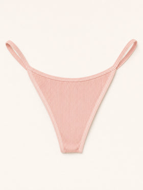 Nude Pink Ribbed Cotton Bodysuit with Strappy Design-Bodysuit-Bellascena-bellascena