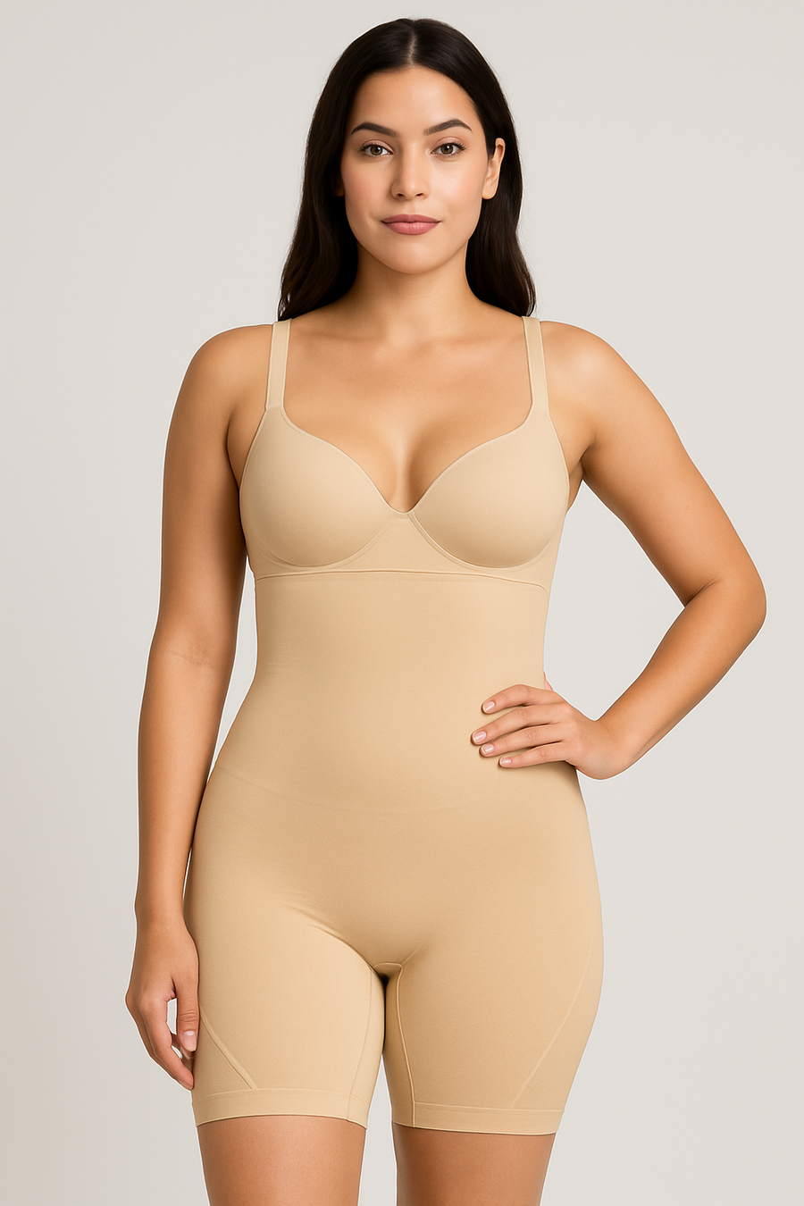 Nude Stretch Fabric Shapewear with Adjustable Straps-Shapewear-Bellascena-Beige-S-bellascena