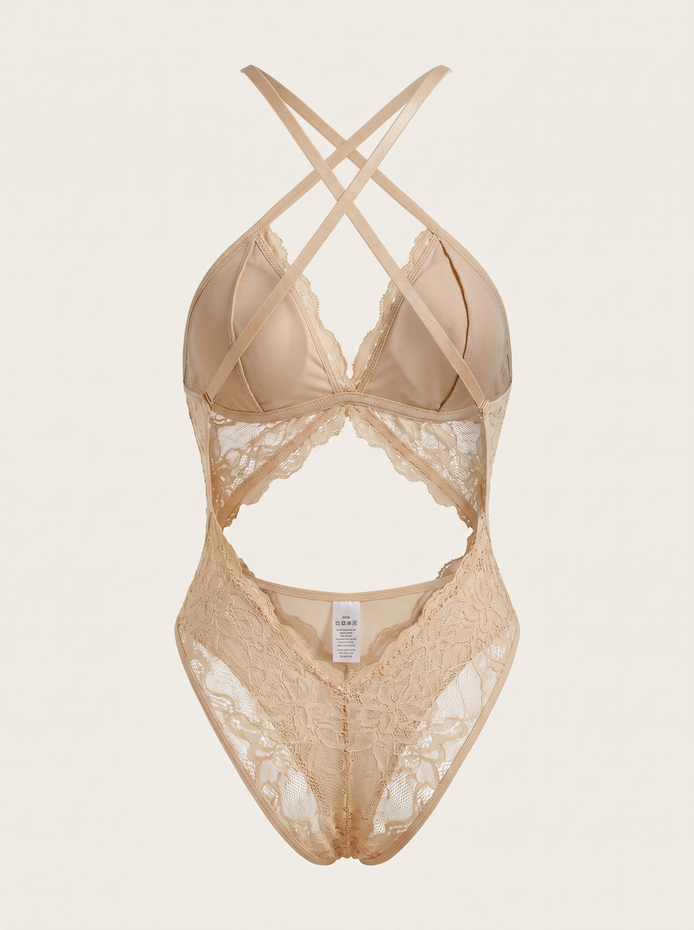 Body in pizzo color crema con schiena scoperta e dettagli eleganti a spalline